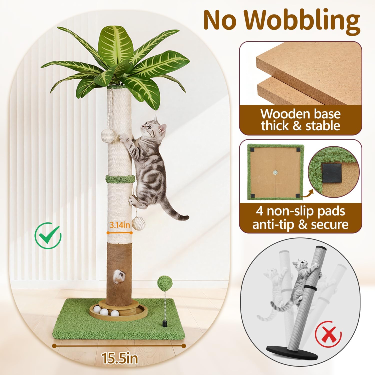 Thumbnail 1 de Meowker Cat Scratching Post, 35-Inch