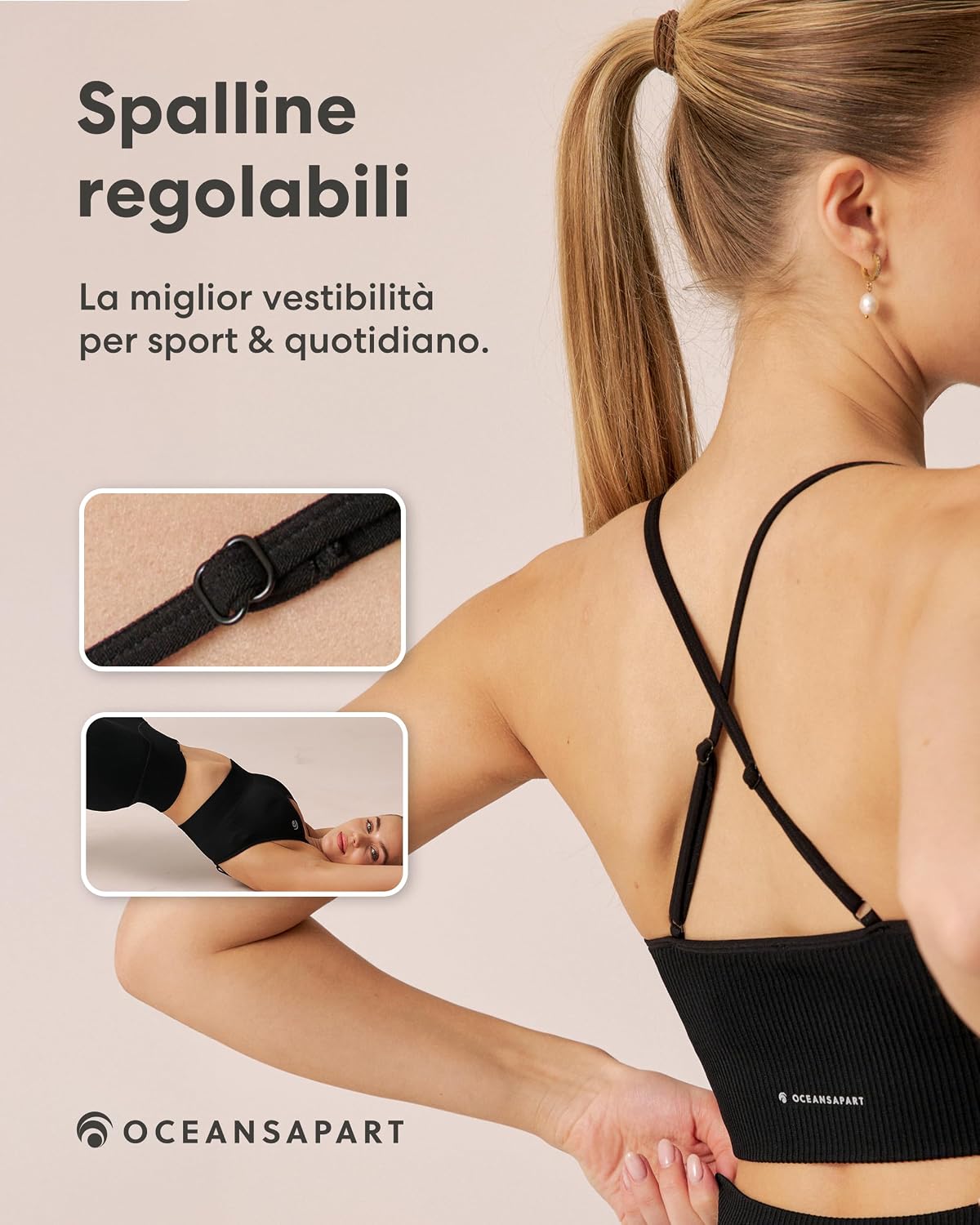 Detalle 2 de OCEANSAPART Maya Bra reggiseno sportivo senza cuciture