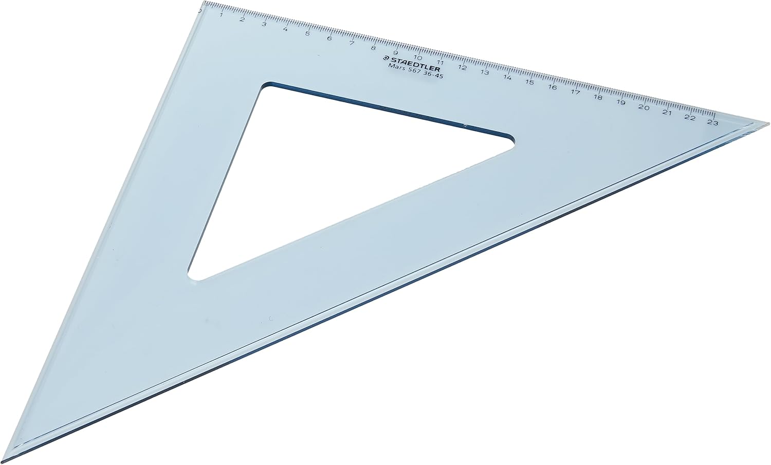 Thumbnail 2 de Staedtler 567 36-45 Mars — Équerre scolaire de 36 cm 45°/45° en plastique bleu transparent sous étui