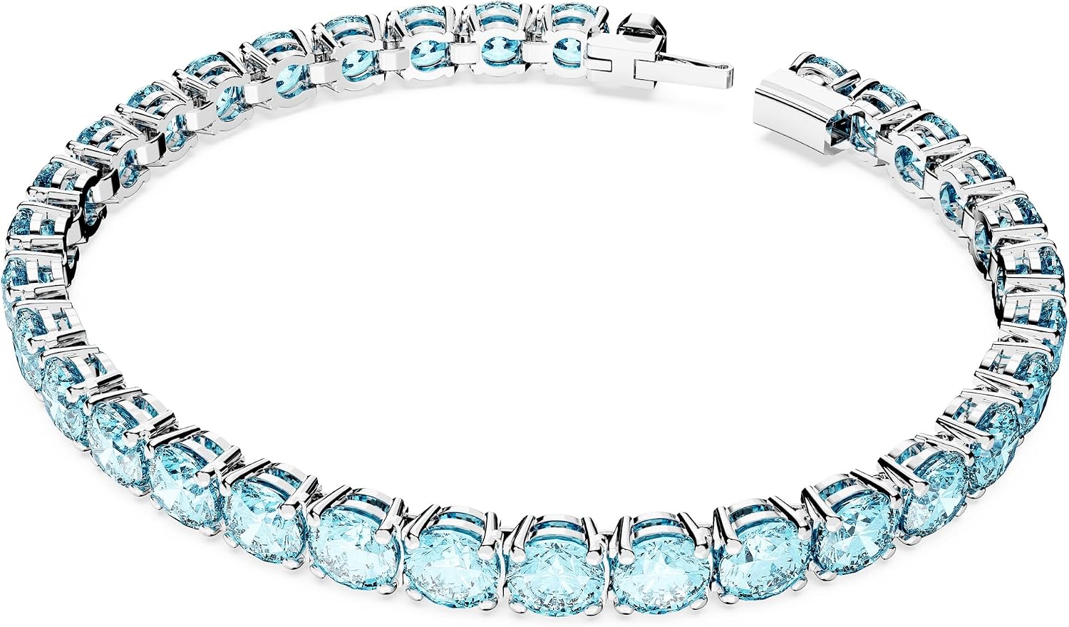 Detalle de Swarovski Braccialetto Matrix Tennis, Taglio Round, Blu – Placcato Rodio