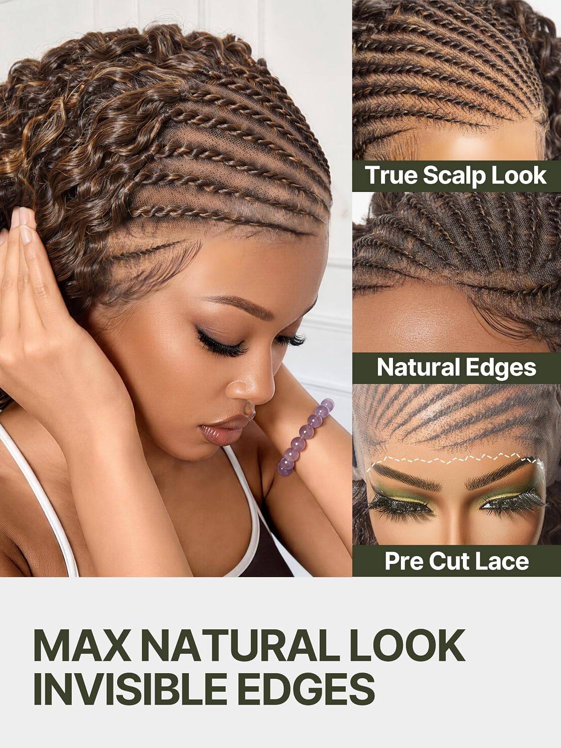 Detalle de Frodio Cornrow Braided Wig 24 Inches