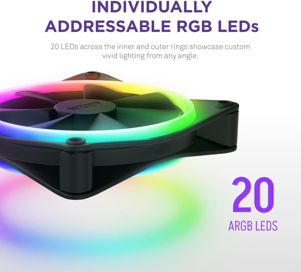 Thumbnail 2 de NZXT F120 RGB Duo (RF-D12TF-B1) — pack de 3 ventilateurs double LED de 120 mm avec contrôleur