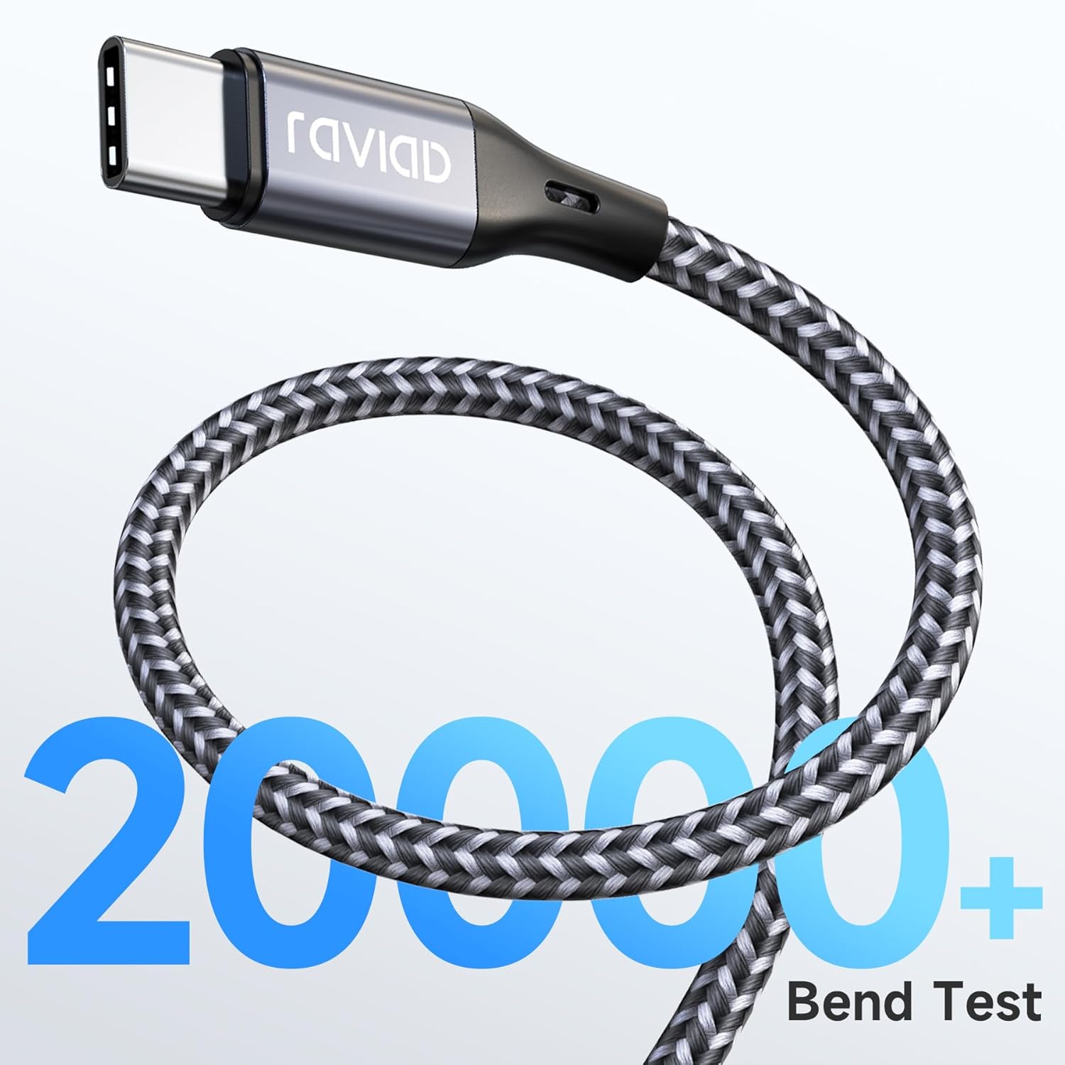 Detalle de RAVIAD 50CM USB-C to USB-C Charger Cable 2-Pack — 60W Fast Charge & Data, UK Compatibility