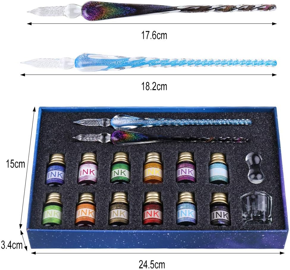 Thumbnail 6 de OFUN Glass Dip Pen Set: Crystal Glass Dip Pens with 12 Ink Colours
