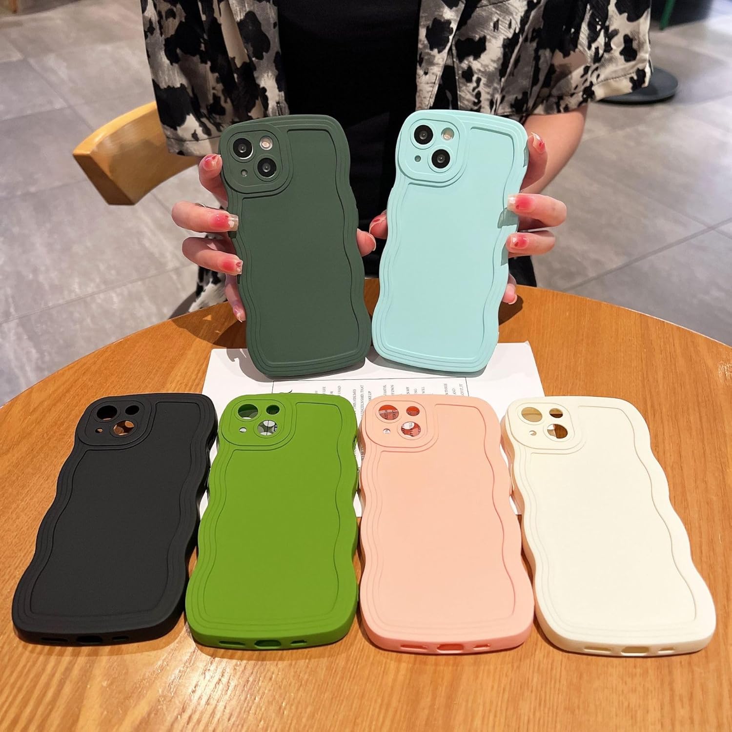 Thumbnail 6 de UEEBAI Handyhülle für iPhone 13 Pro 6,1 Zoll – Rosa, Wellenrahmen, ultradünn, Stoßfestes Silikon-Case mit TPU-Bumper