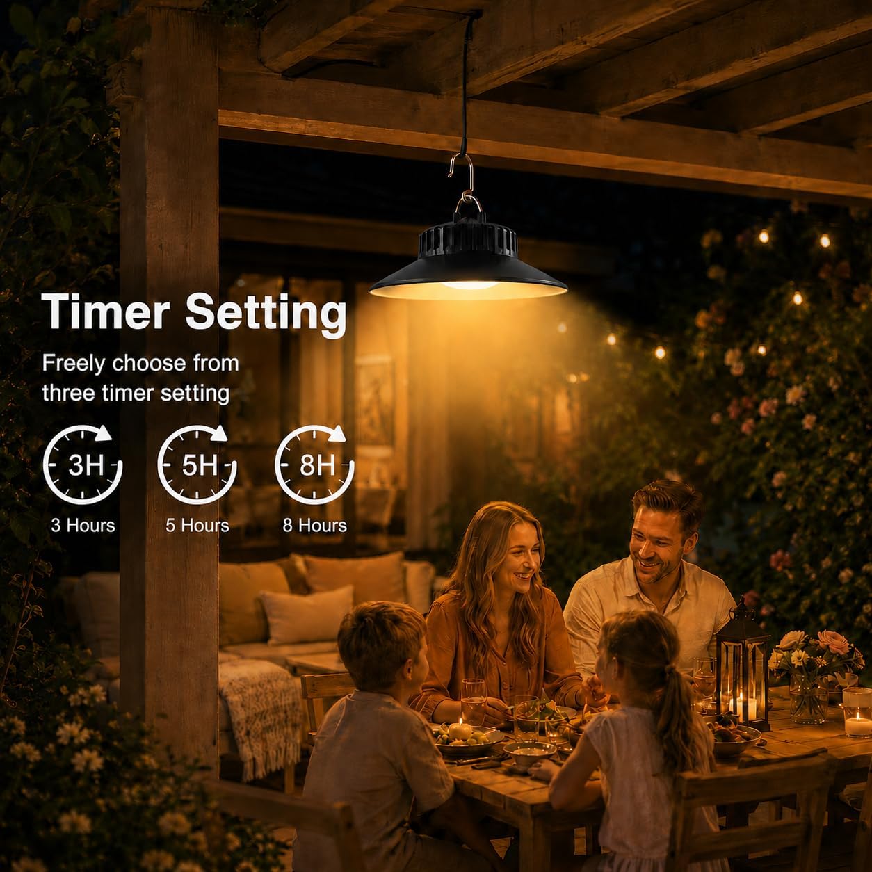 Detalle de NATPOW Solar Hängelampe Außen – 2er-Set, 3 Farbtemperaturen, Fernbedienung, IP65