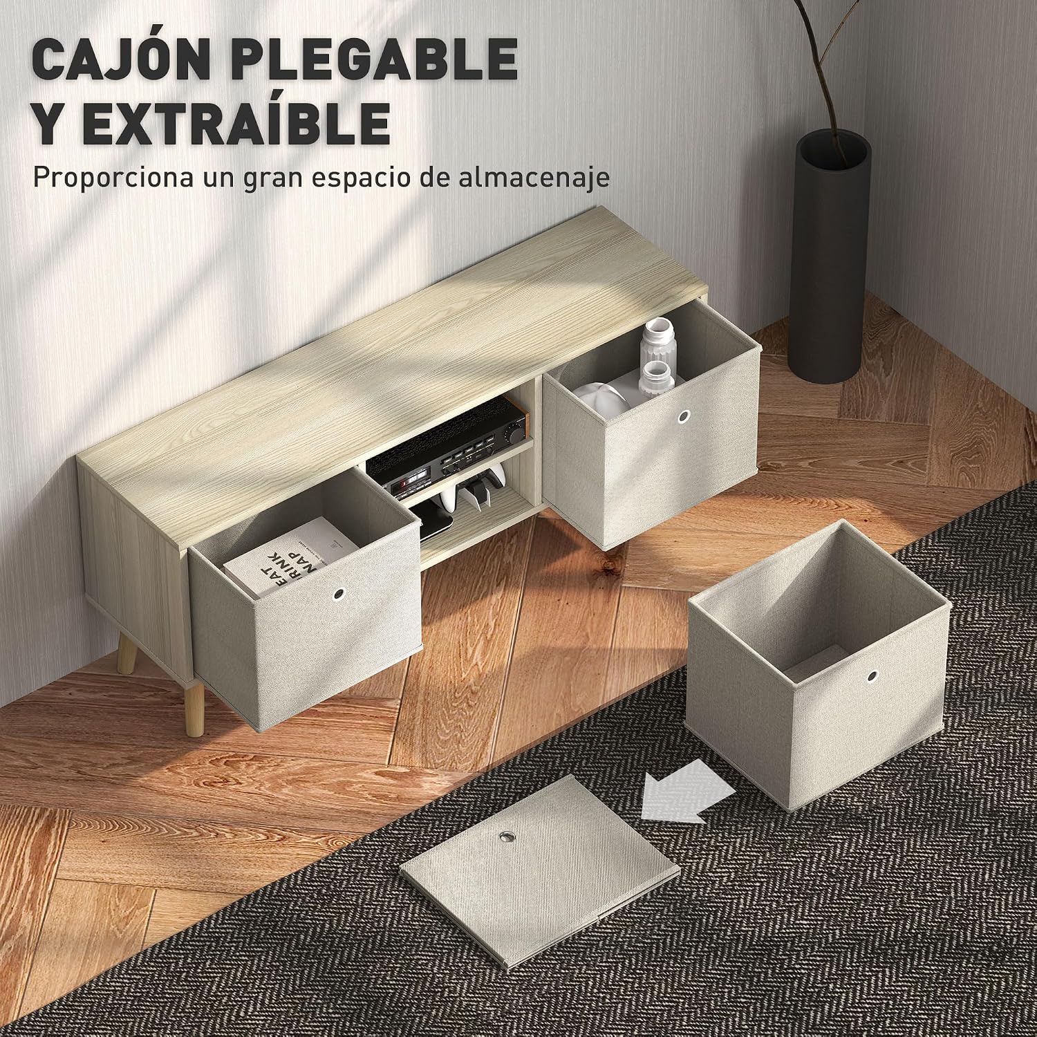 Thumbnail 3 de HOMCOM Mueble de TV 110 cm beige