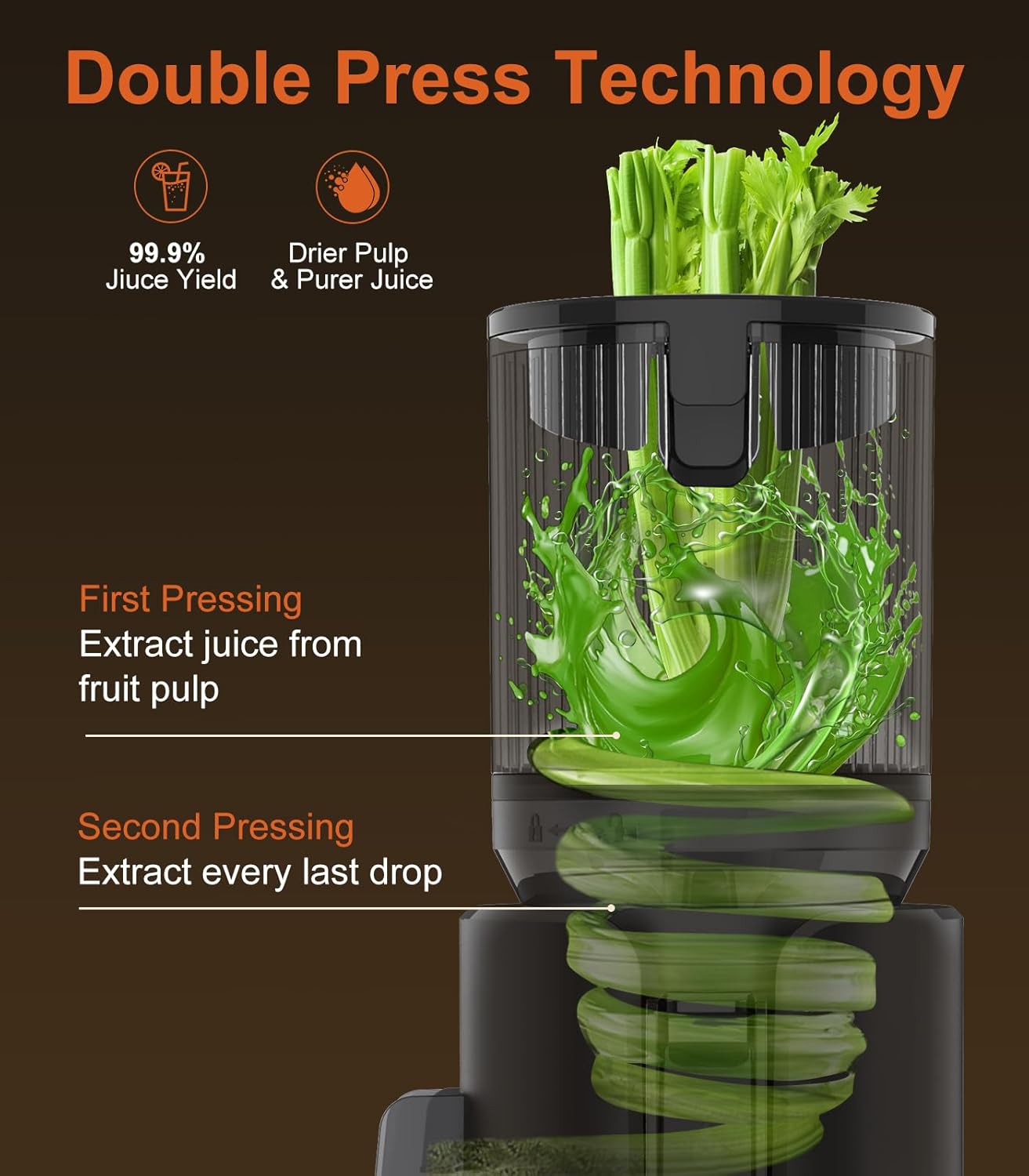 Detalle de URVIBY Juicer Machines cold press 400W 🥤