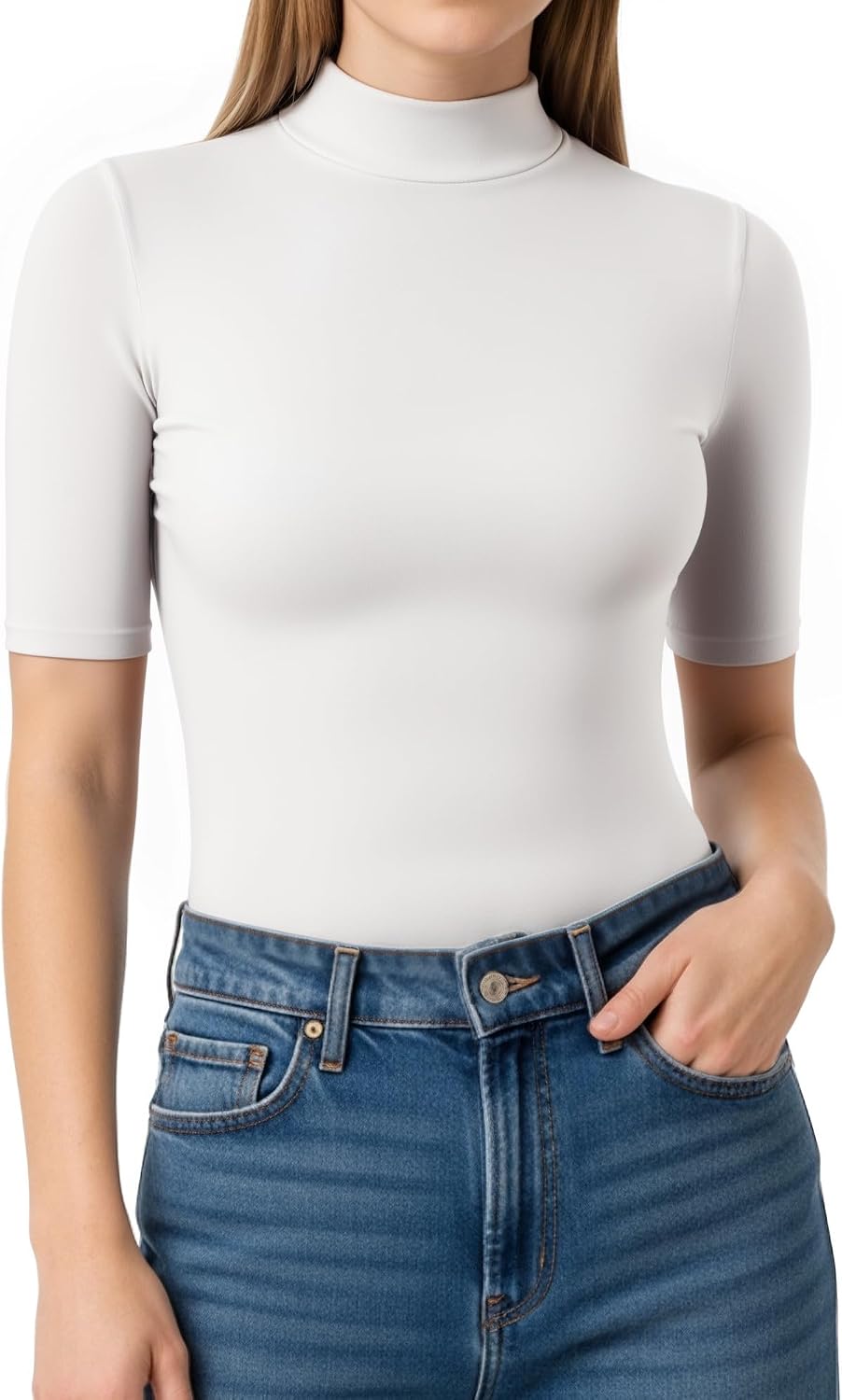 Detalle 2 de Women’s fitted turtle neck T-shirt top