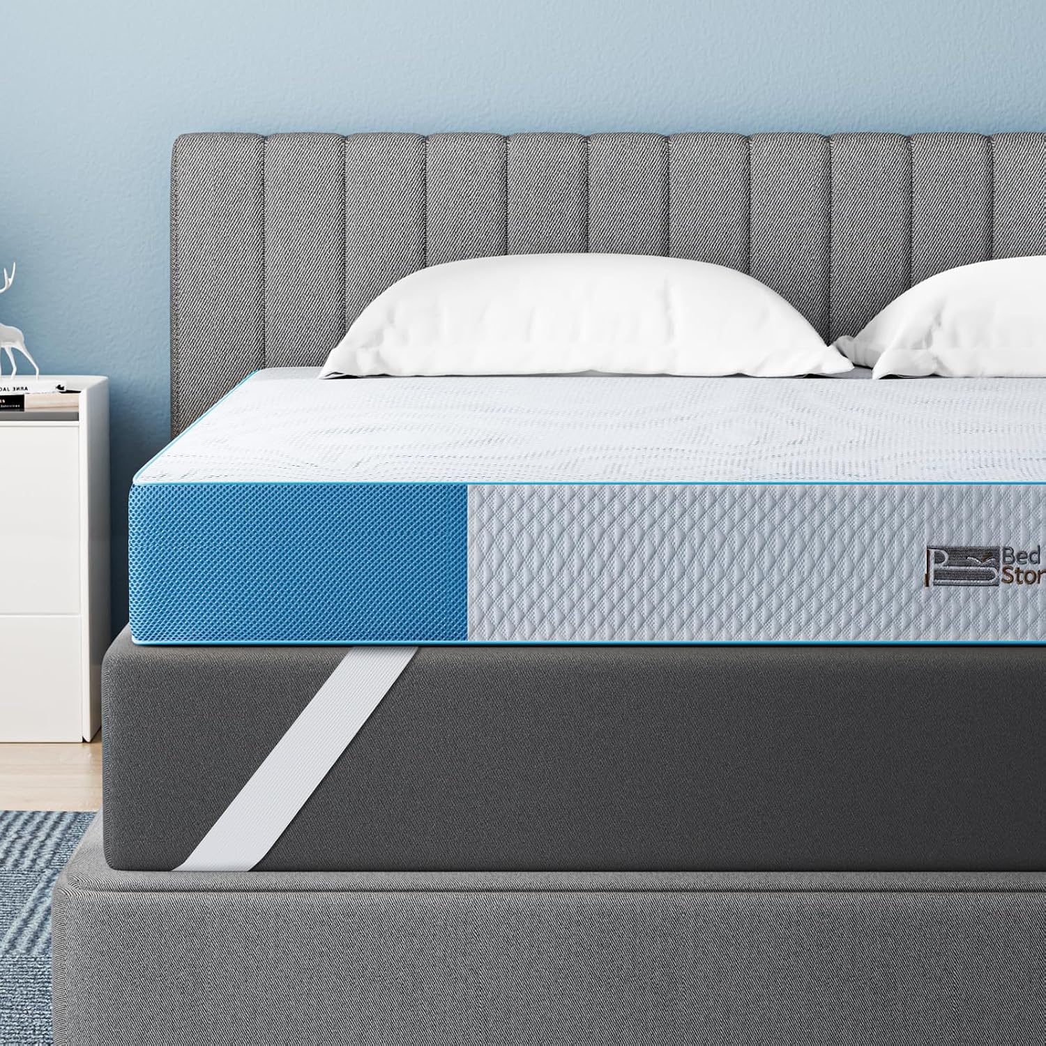 Detalle de BedStory Harter Topper 180x200 cm – Gel-Matratzentopper mit Kaltschaumkern, 7,6 cm Höhe (H3/H4) für Boxspring, Caravan und Schlafsofa