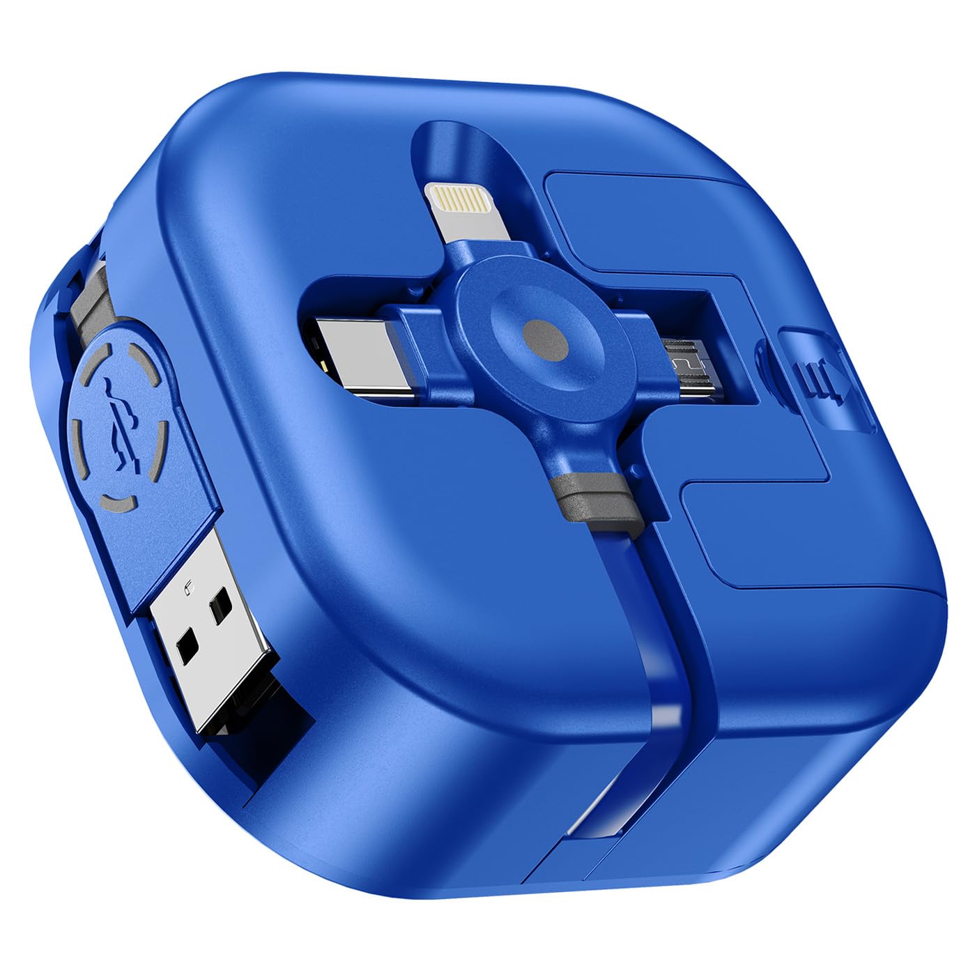Detalle de ASICEN 4-in-1 Retractable Multi Charging Cable (1.2m) – Blue