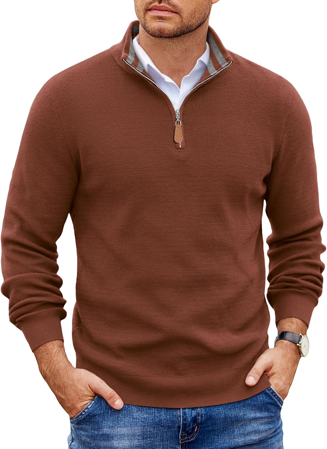 Thumbnail 6 de COOFANDY Men's Quarter-Zip Knit Sweater