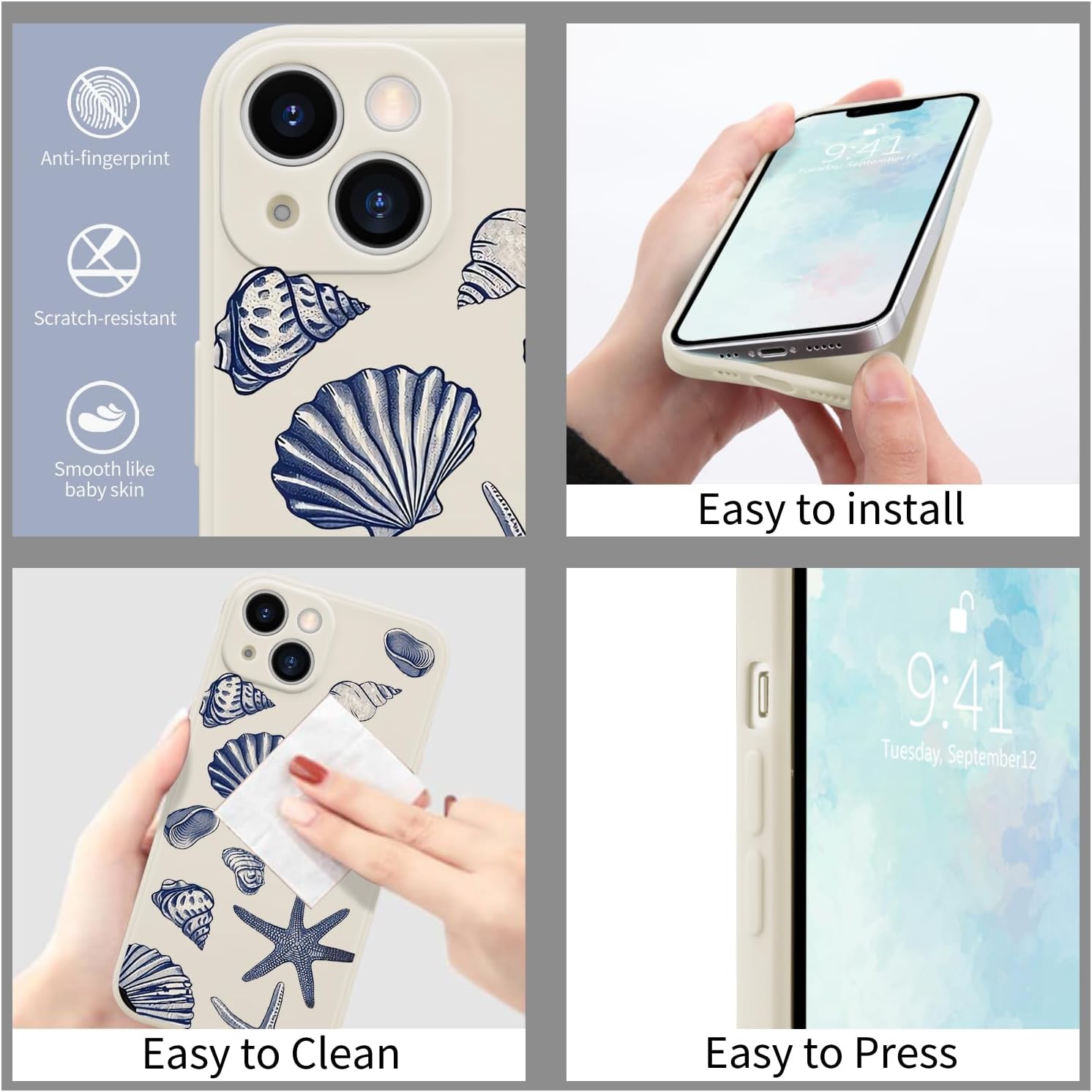 Thumbnail 3 de Wihytec Beach Shells Phone Case for iPhone 15 – Seashells Style with Microfibre Lining
