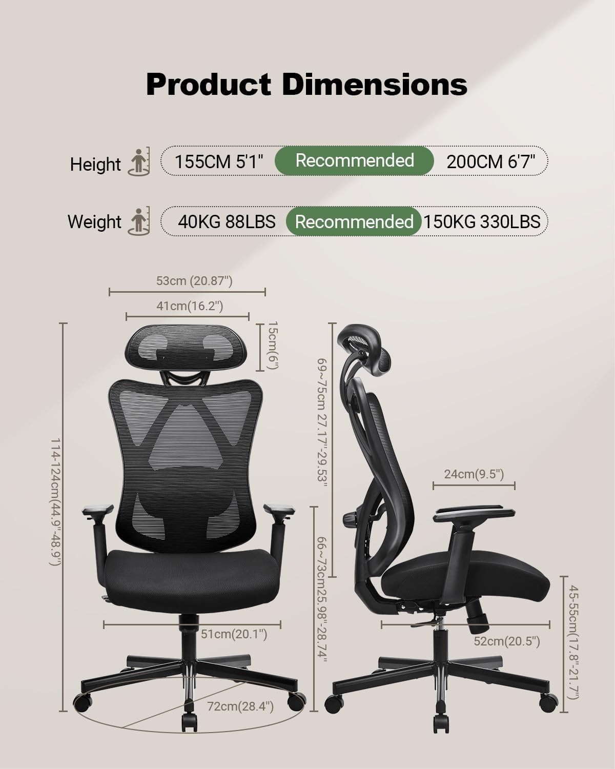 Thumbnail 2 de BASETBL Ergonomic High Back Mesh Office Chair
