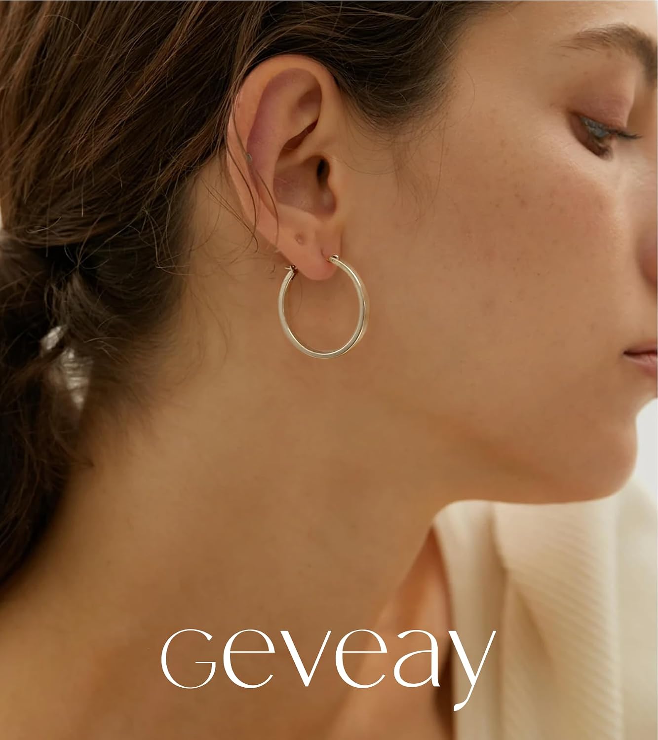 Detalle 2 de Geveay 925 Sterling Silver Hoop Earrings