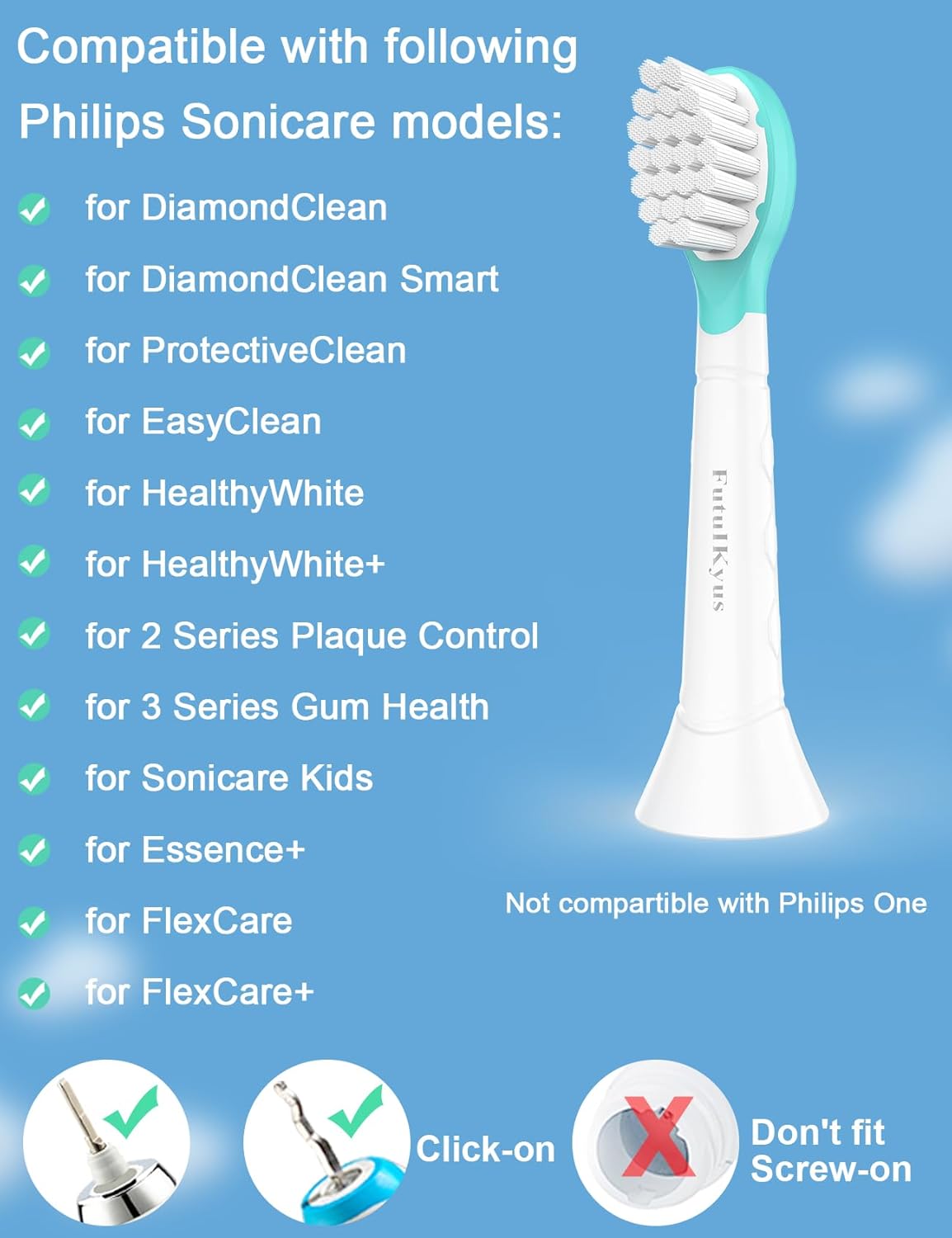 Thumbnail 1 de Kids Replacement Heads for Philips Sonicare: 8-Pack (Pink & Blue) for 3+ Years Old