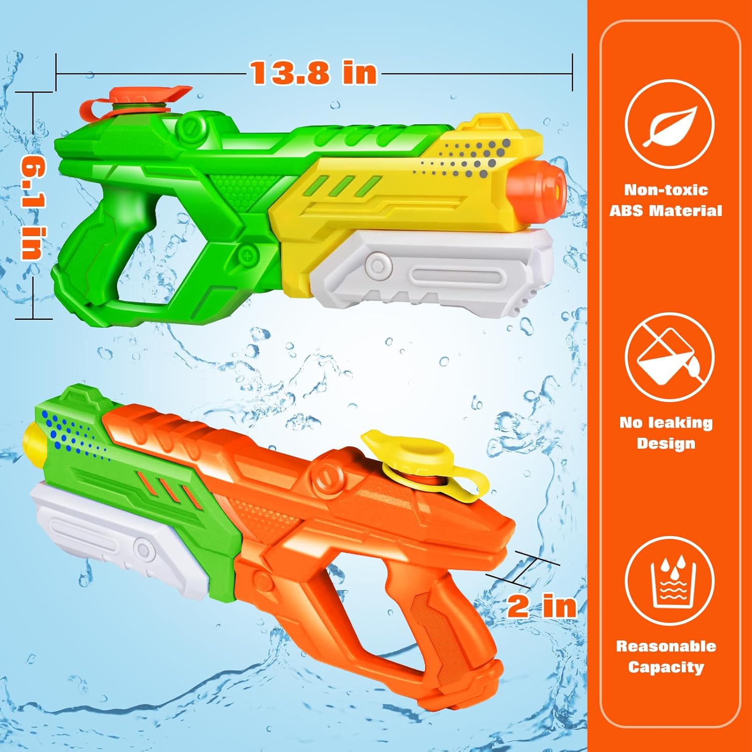 Detalle 2 de Quanquer pistola ad acqua per bambini e adulti, 3 pack da 600 ml (portata fino a 8-10 m)