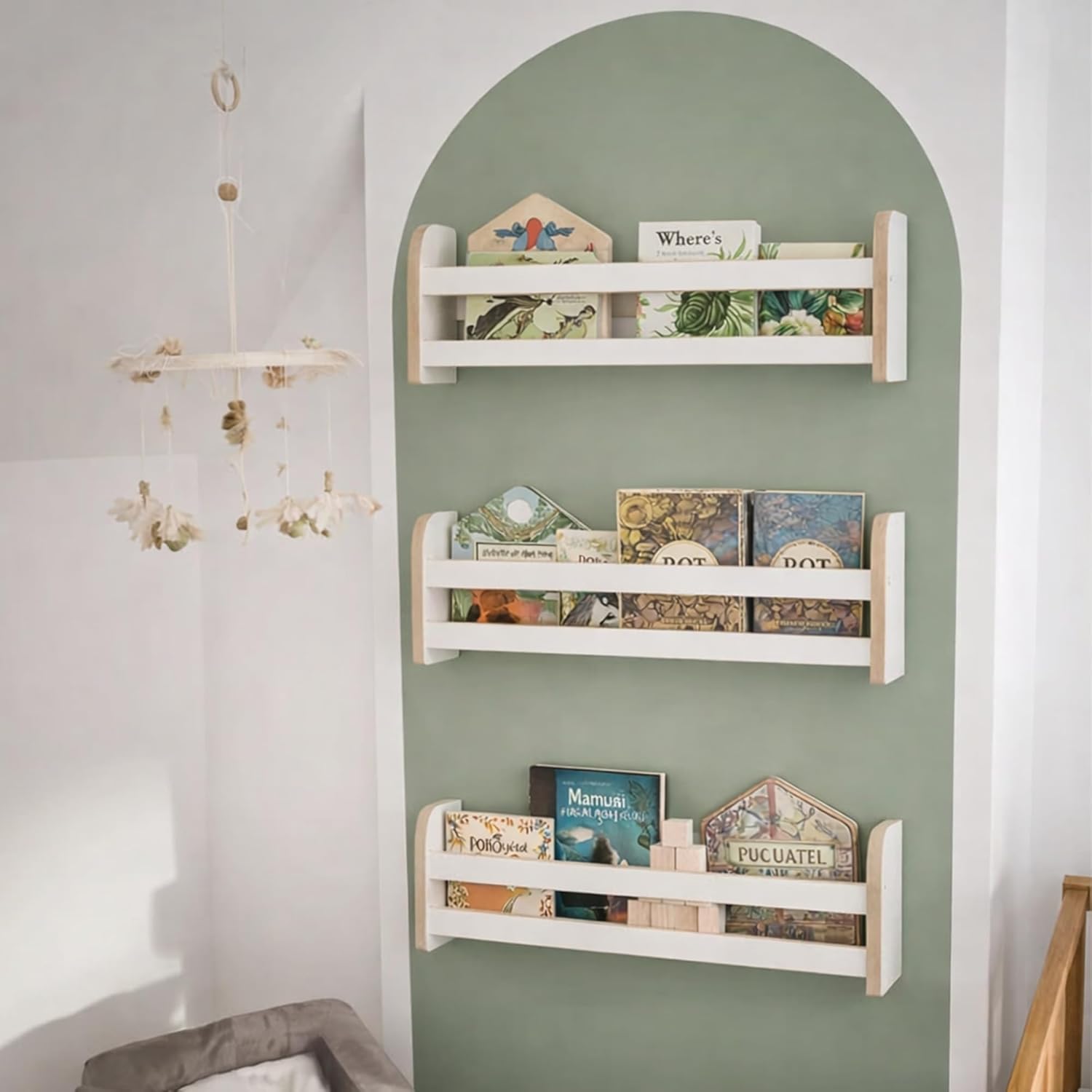 Thumbnail 3 de MAMOI Set di 3 mensole per bambini in legno: libreria Montessori da parete
