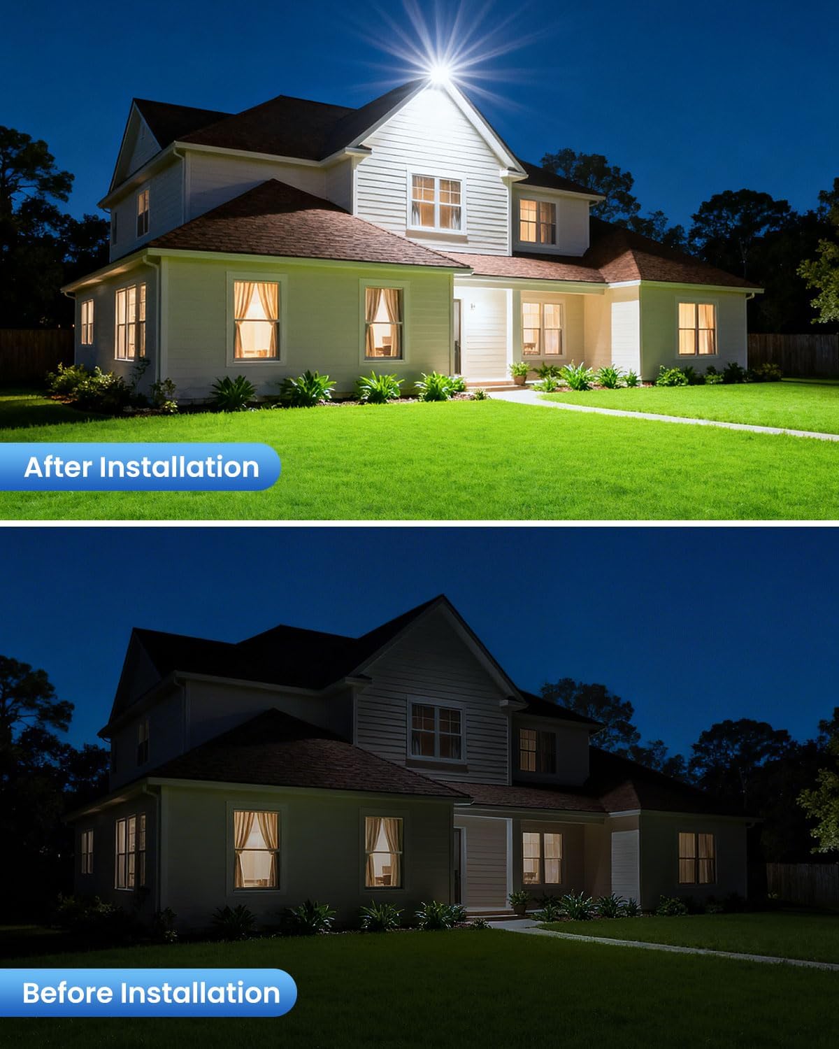 Detalle 2 de LINKE 60W LED Floodlights with Plug (2 Pack) – 5200LM, IP66, 6500K Daylight White, 120° Beam
