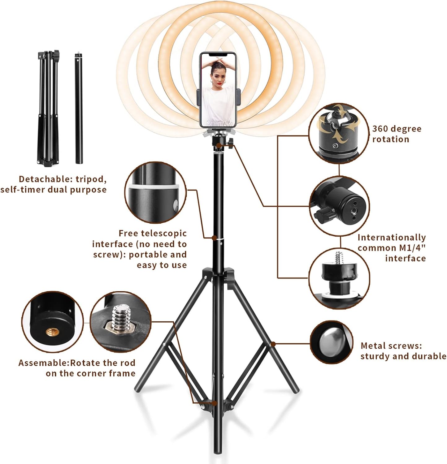 Thumbnail 1 de Ring Light 10" 67" Tripod for Streaming