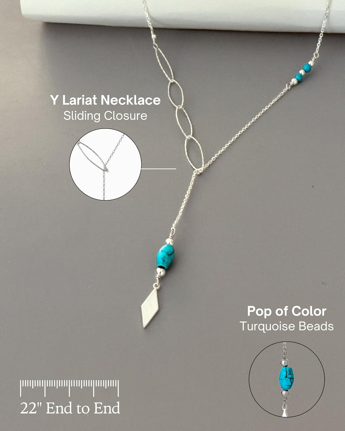 Thumbnail 4 de Annika Bella Silver Turquoise Beaded Y Necklace for Women