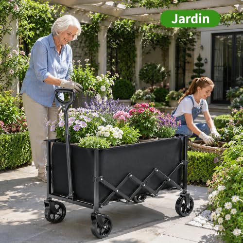 Thumbnail 7 de Chariot utilitaire pliable RYGE0: 100 L, roues et poignée télescopique – pratique pour jardinage, camping et shopping