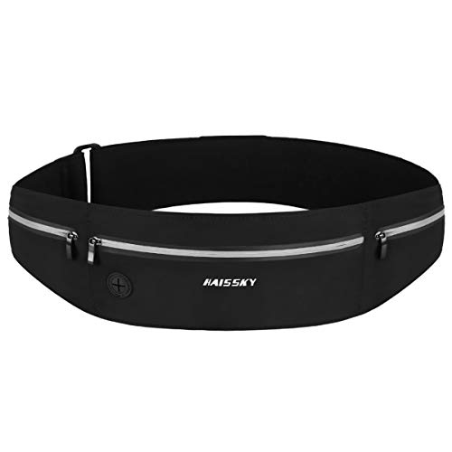 Detalle de HAISSKY Riñonera Deportiva: cinturón de correr impermeable para móvil de hasta 6,9 pulgadas y bolsillos prácticos