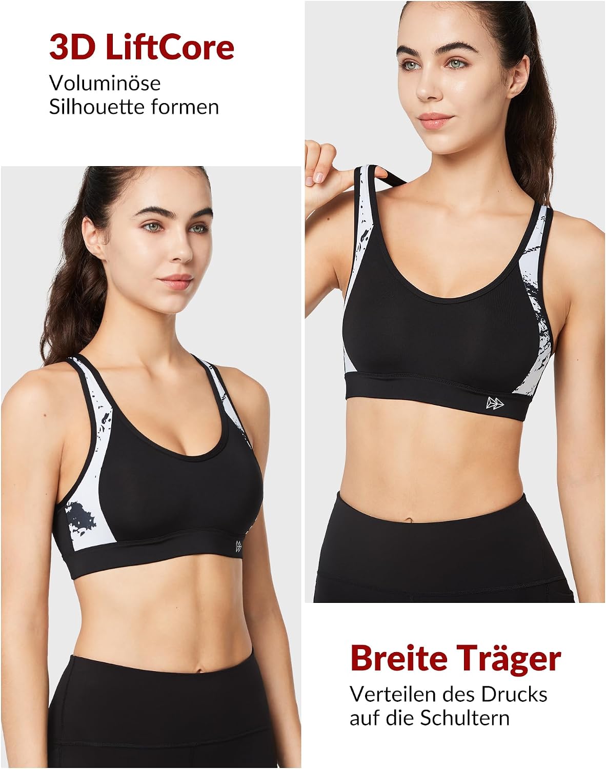 Detalle de Yvette Sport Damen Sport-BH mit starkem Halt – X-LockFit, gekreuzter Rücken & gepolsterte Cups (große Größen)