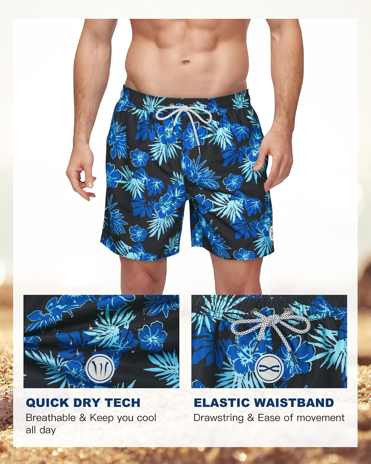 Detalle 2 de SURF CUZ Men's Swim Trunks, 5-Inch
