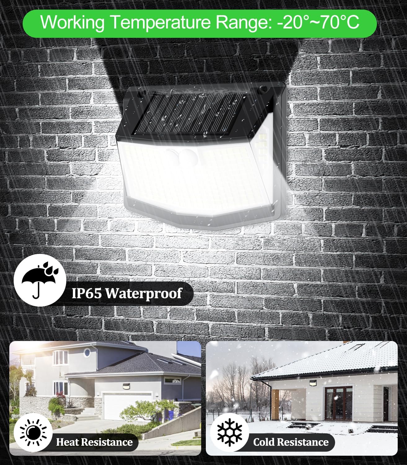 Detalle 2 de Solar Security Lights Outdoor Garden: 248 LED Solar Motion Sensor Light (2 Pack) with 270° Wide Angle, IP65 Weatherproof