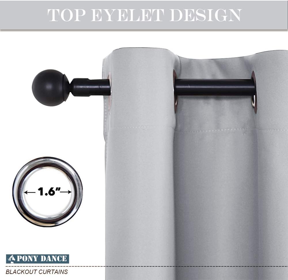 Thumbnail 4 de PONY DANCE Thermal Door Curtain 84" Drop, 52" Wide – Silver Grey, 1 Panel with Eyelet Header
