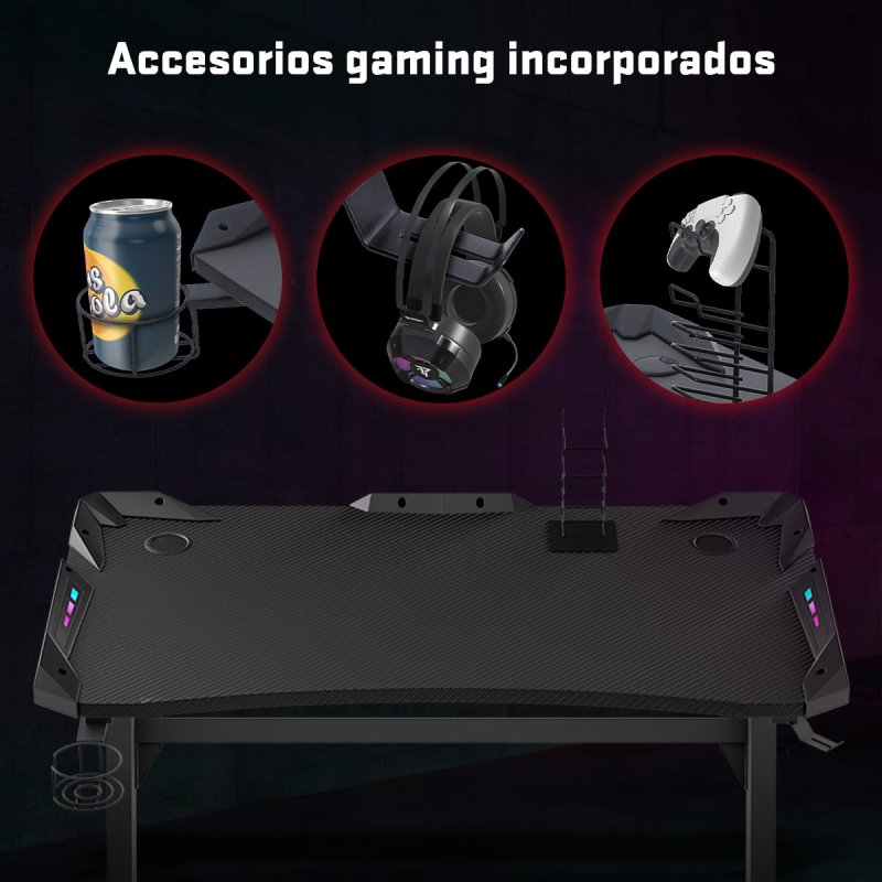 Detalle de Tempest Safezone Mesa Gaming 120x66 cm RGB Negra