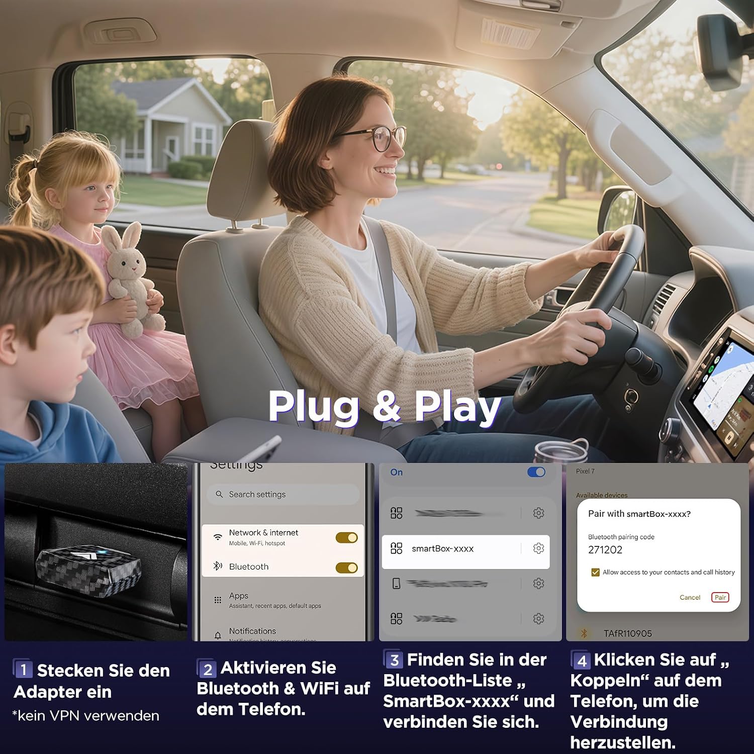 Detalle 2 de MSXTTLY Android Auto Wireless Adapter U2AC-L9