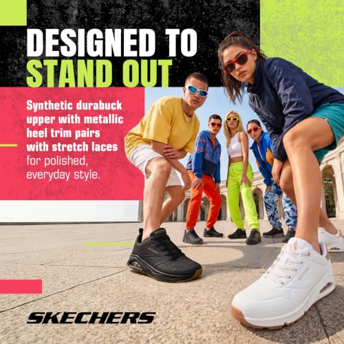 Thumbnail 6 de Skechers Donna Uno Shimmer Away Trainer - Bianco Durabuck e Rose Gold Duraleather/Mesh Tr 40 EU