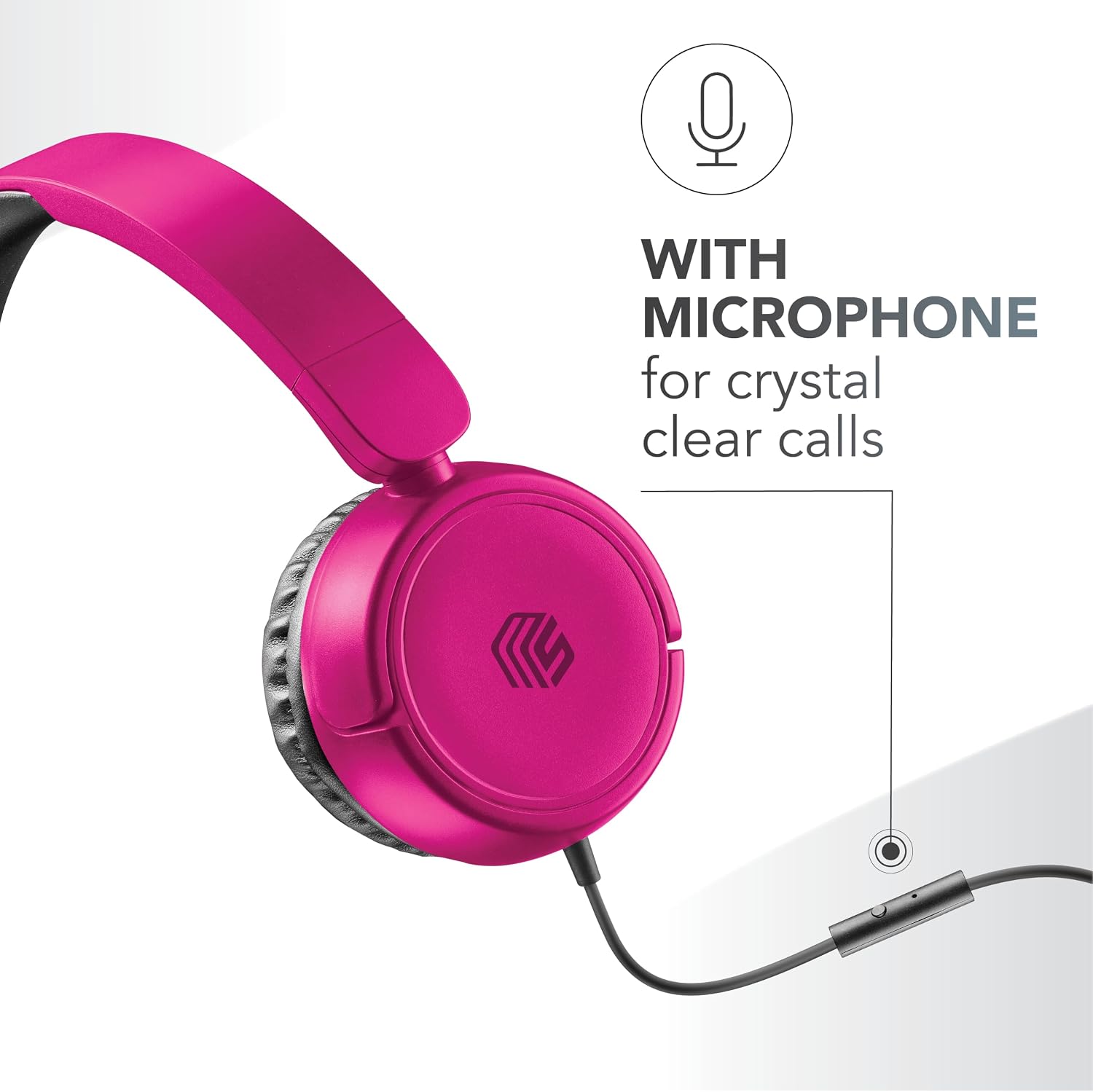 Detalle de Music Sound Casque Fil Basic — Supra-auriculaire, bandeau rétractable, micro intégré, câble anti-nœuds 1,2 m, rose
