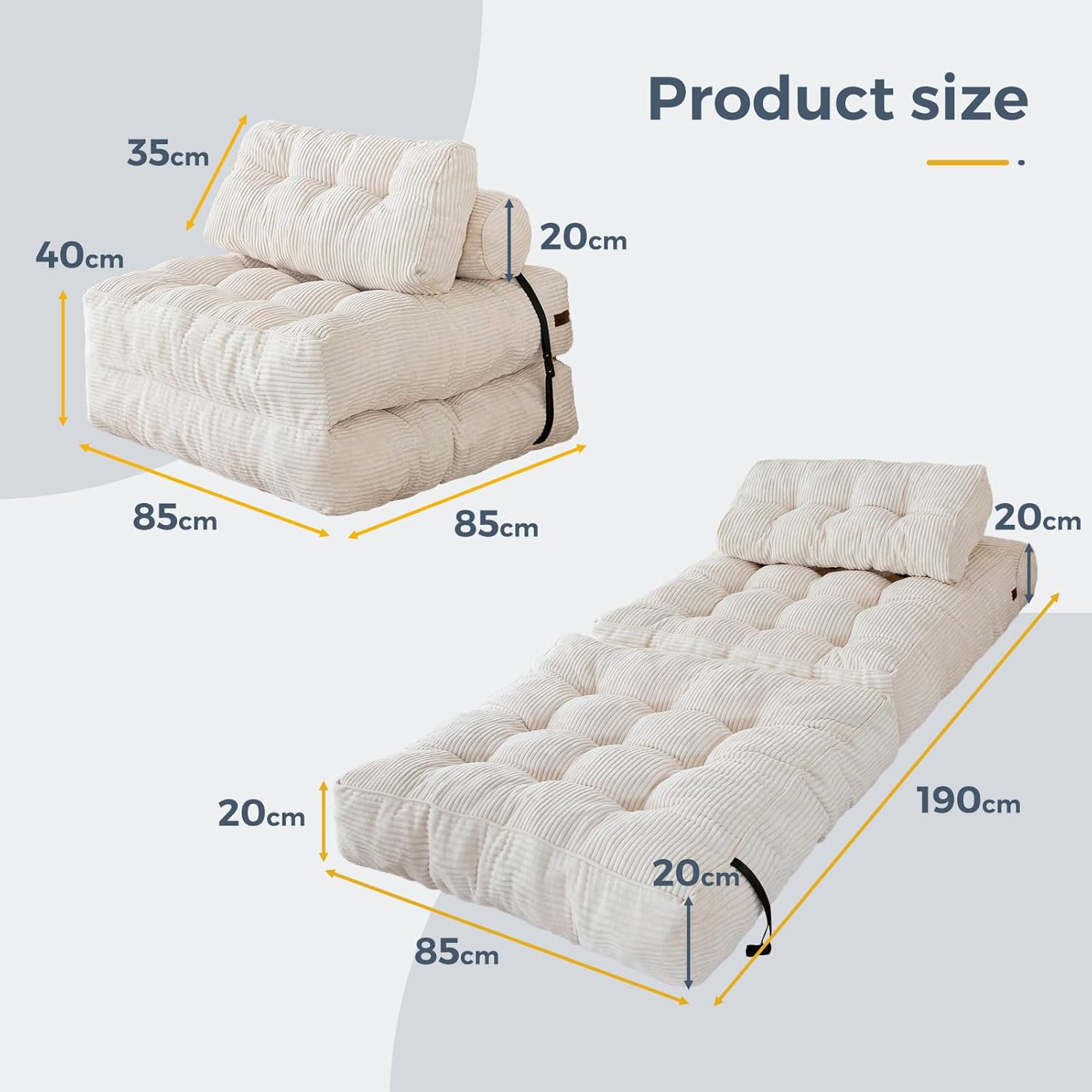 Detalle de MAXYOYO Folding Sofa Bed, 33.5 x 74.8in
