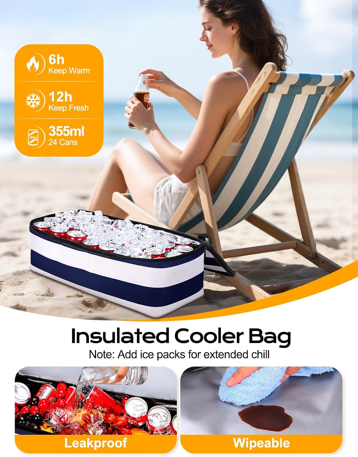 Thumbnail 4 de CIRYCASE Beach Bag with Cooler 54L: Large, 2-in-1 Waterproof Tote for Families