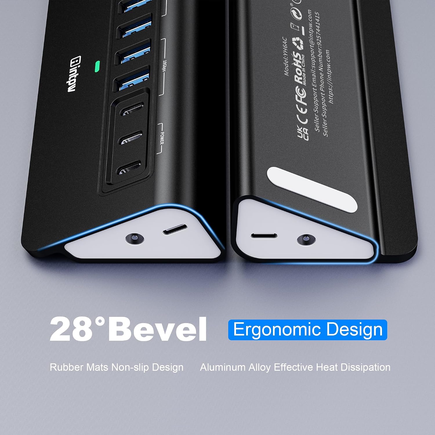 Detalle 2 de intpw 9-Port Powered USB Hub with 10Gbps USB 3.2 and 45W PD