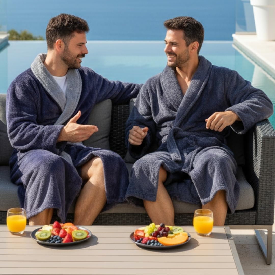 Thumbnail 6 de LEBENGOOD Robe de chambre homme, microfibre