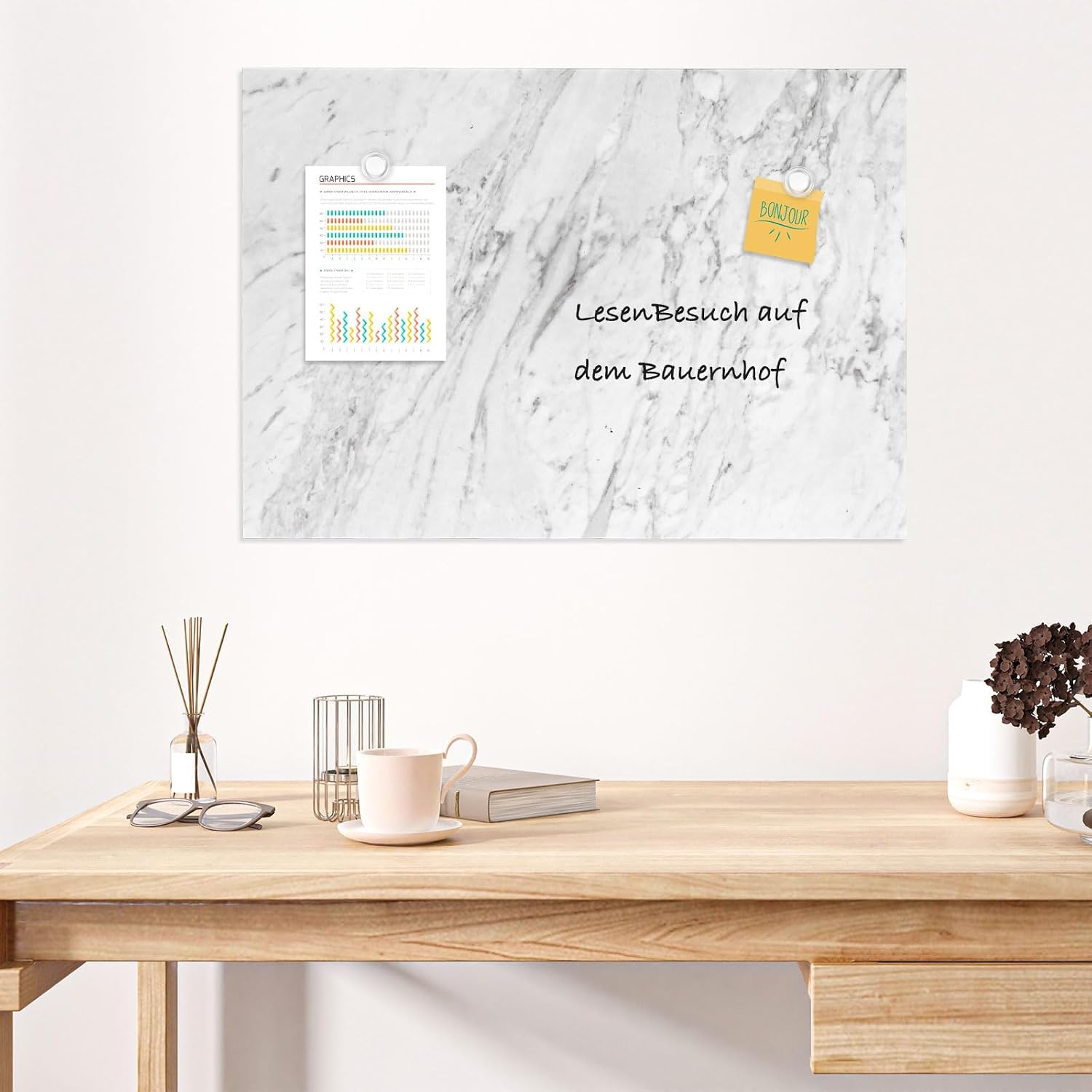Thumbnail 6 de DOLLAR BOSS Magnetisches Whiteboard 30 x 40 cm – Magnettafel für Wand, Drucken-Memoboard mit 4 Magneten & 2 Stiften