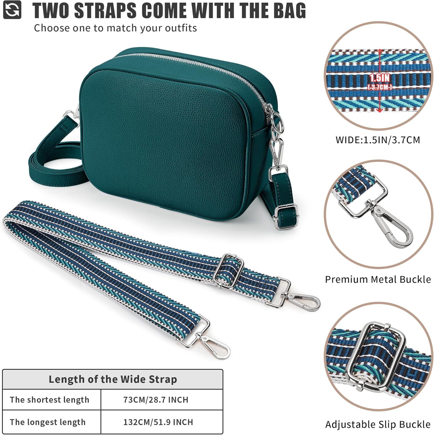 Detalle de KALIDI Crossbody Bag for Women with Adjustable Wide & Narrow Straps