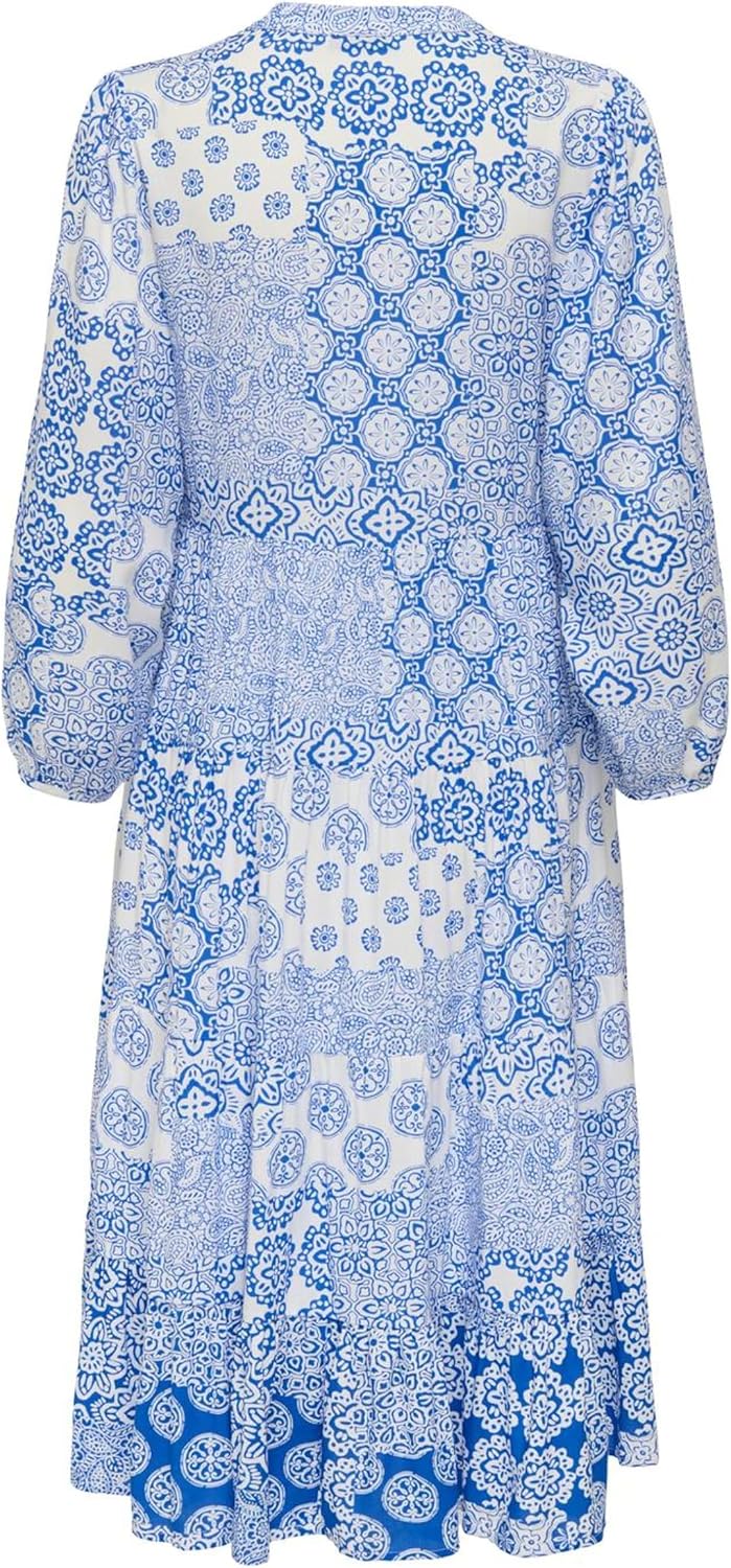 Detalle de ONLY Robe méditerranéenne décontractée pour femme – Robe midi estivale à boutonnage