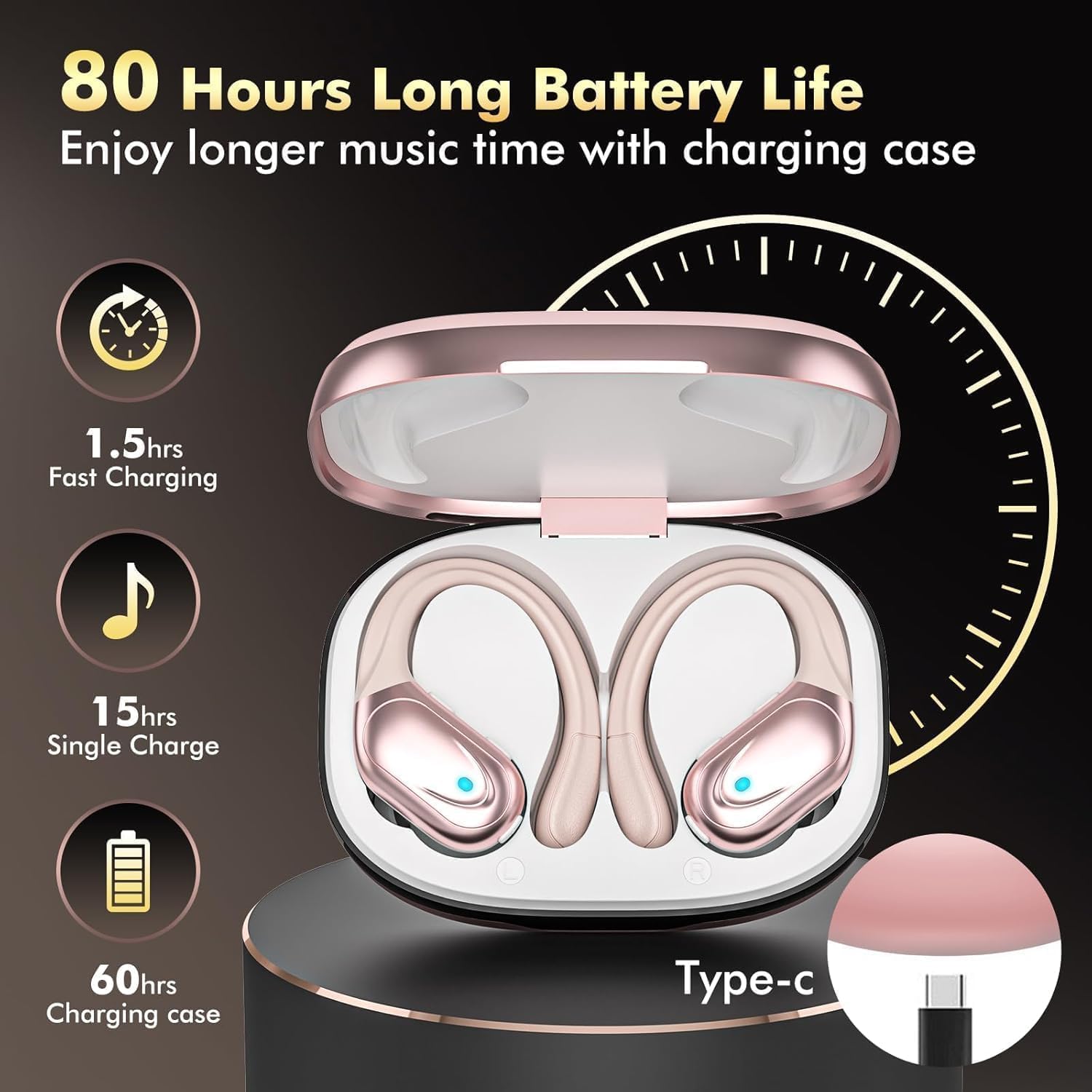Thumbnail 1 de HAOYUYAN BX17 Wireless Earbuds: Sports-Ready Bluetooth Headphones with 80-Hour Playtime and LED Power Display