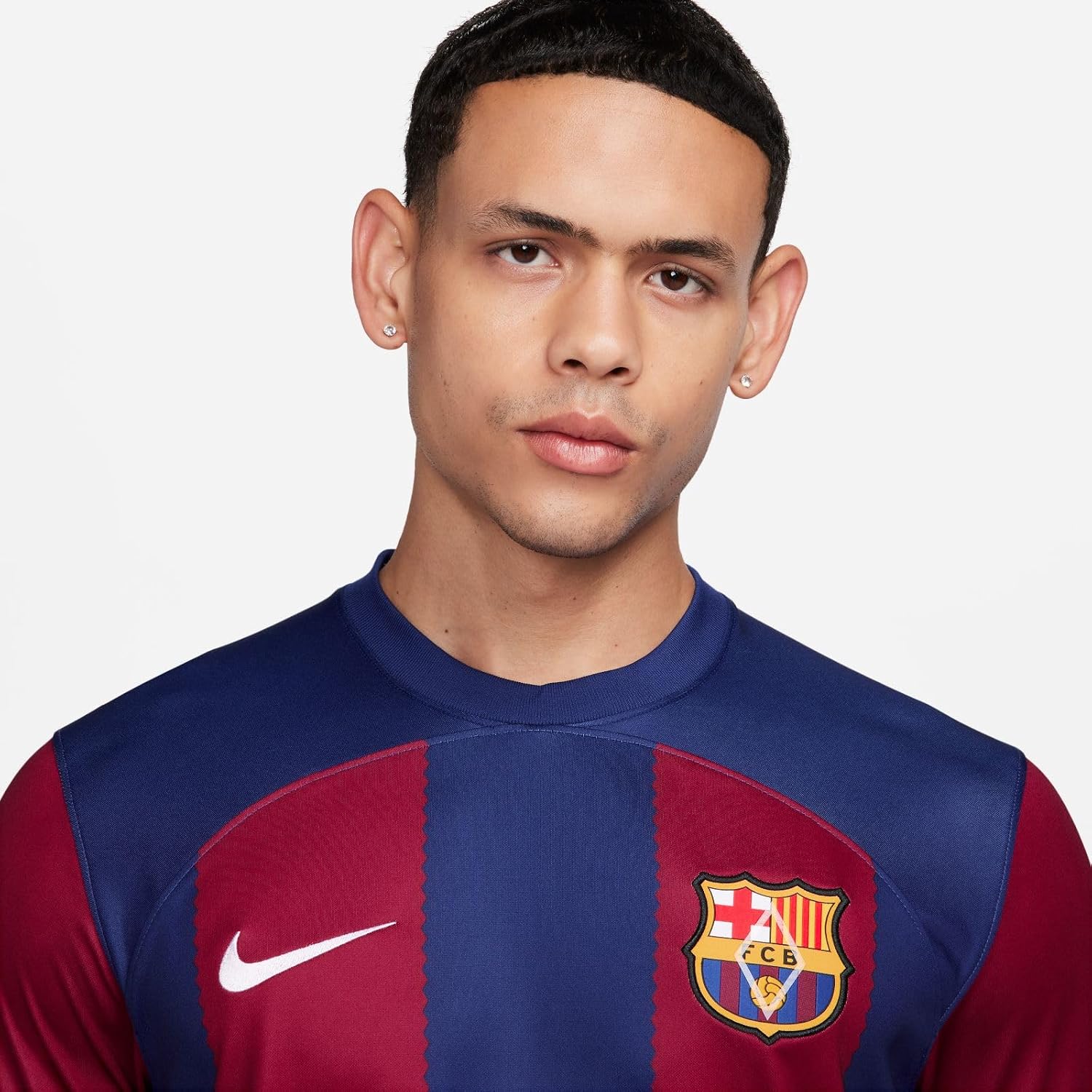 Detalle de FC Barcelona DX2636-456 męska koszulka domowa 2023/2024 z tkaniną Nike Breathe