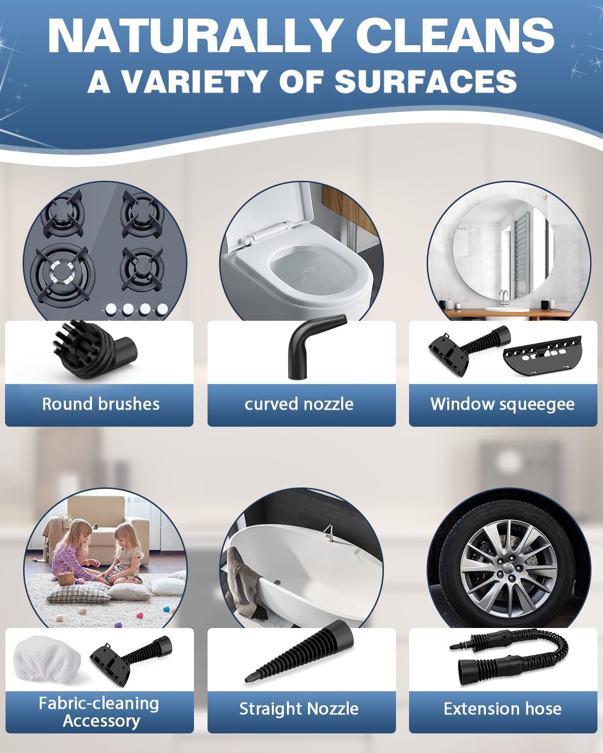Detalle de KLONA Steam Cleaner: Multi-Purpose Handheld Steam Cleaning Solution