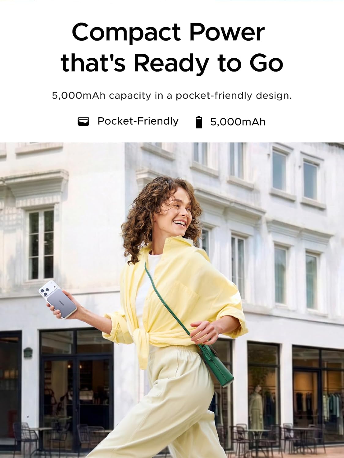 Detalle 2 de UGREEN Nexode Ultra-Slim 5000mAh Magnetic Power Bank with Qi2 (15W) & PD 20W USB-C