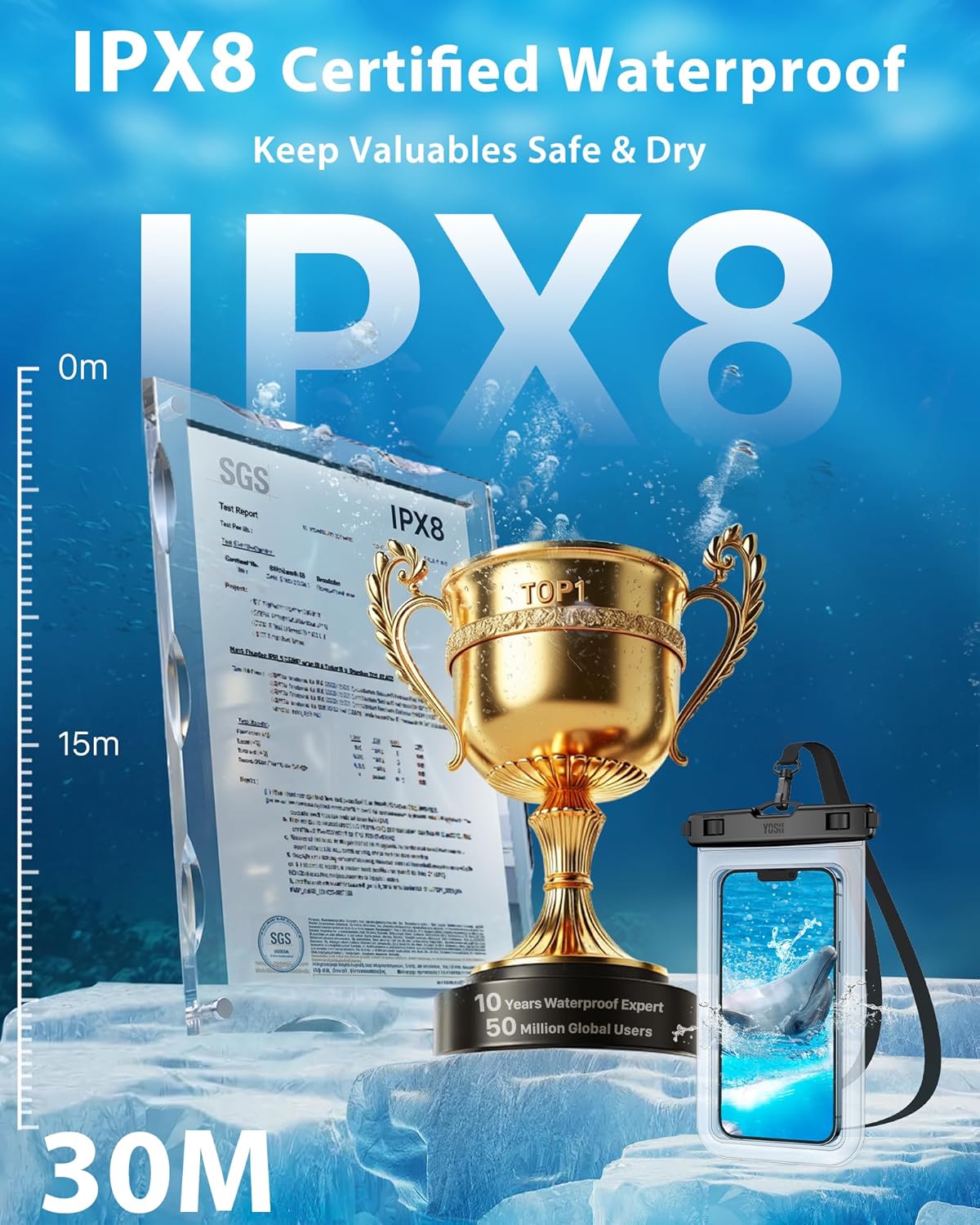 Detalle 2 de YOSH Waterproof Phone Pouch 7 inch IPX8