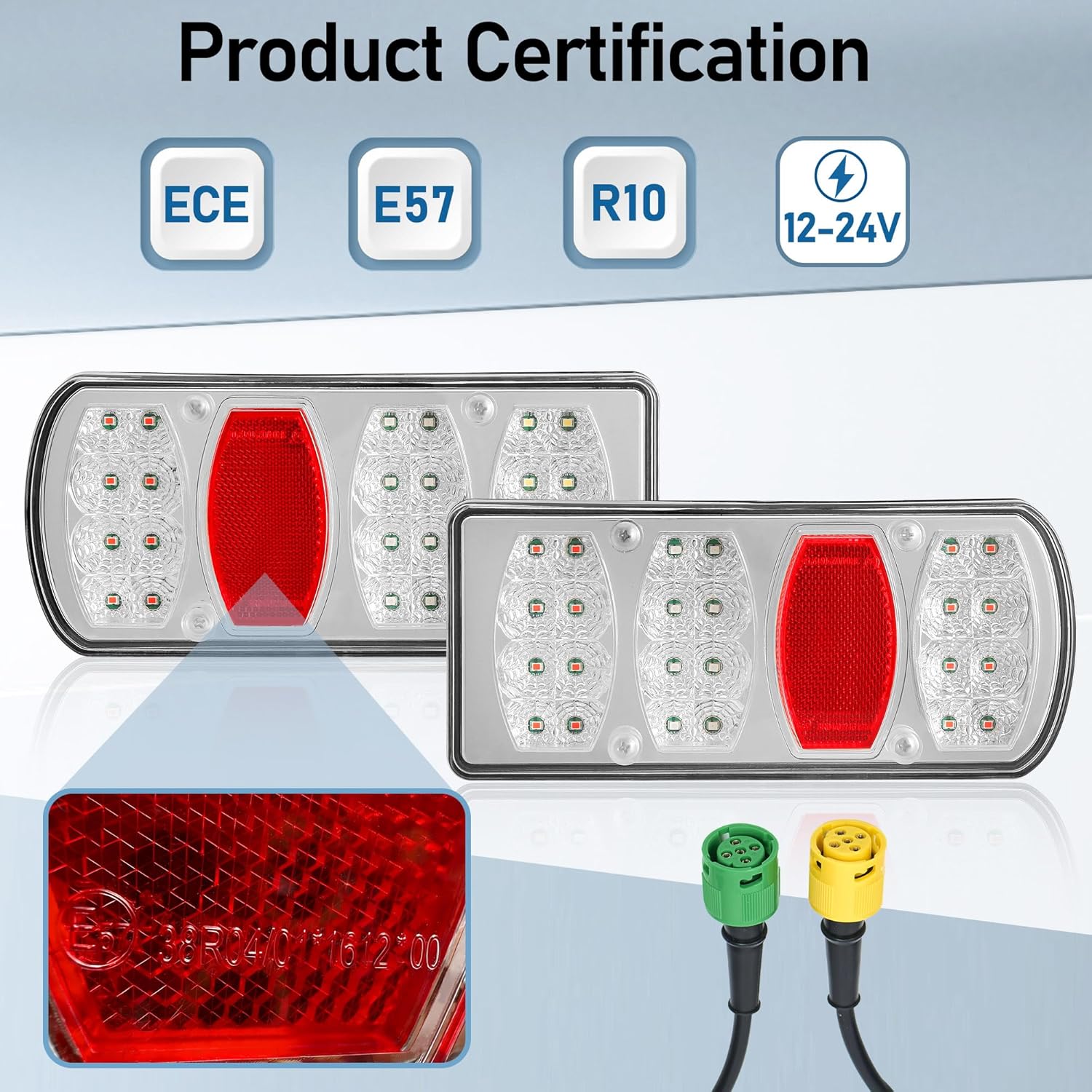 Detalle de DARKGUARD LED Trailer Tail Lights 12V/24V – 7 Functions, IP65, 5-Pin Bayonet Connector