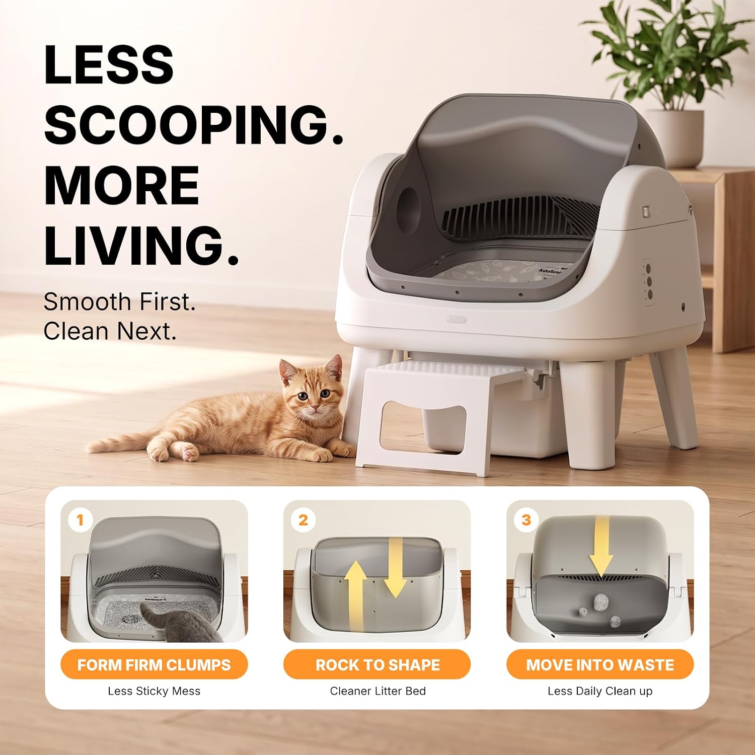 Detalle 2 de Automatic Cat Litter Box with 8L Waste Bin