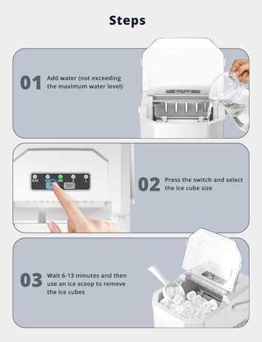 Detalle de Acmeenjoy Ice Maker Machine Countertop: Compact 12kg/24h, 9 Cubes in 6 Minutes